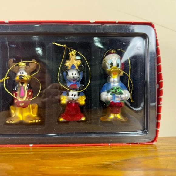 Vintage Disney Store Glass Ornament Set (Boxed 6-Piece) Mickey and Friends - Picture 7 of 15